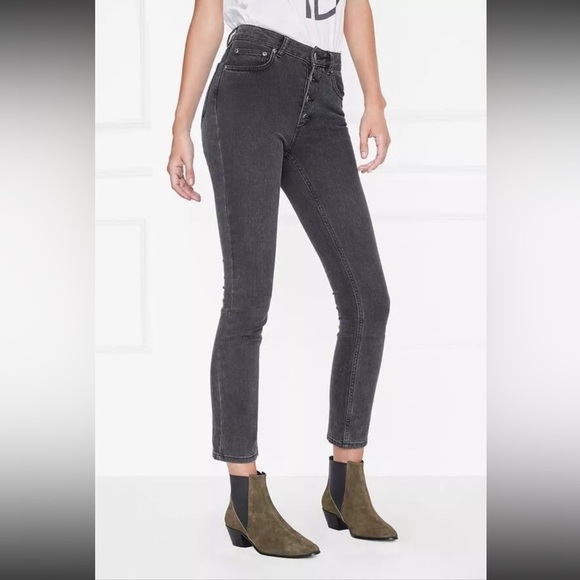 Anine Bing Frida Jeans Charcoal Sz 25 Edgy Grunge RockerChic - Picture 5 of 15